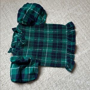 Janie and jack smocked puff sleeve plaid top nwot